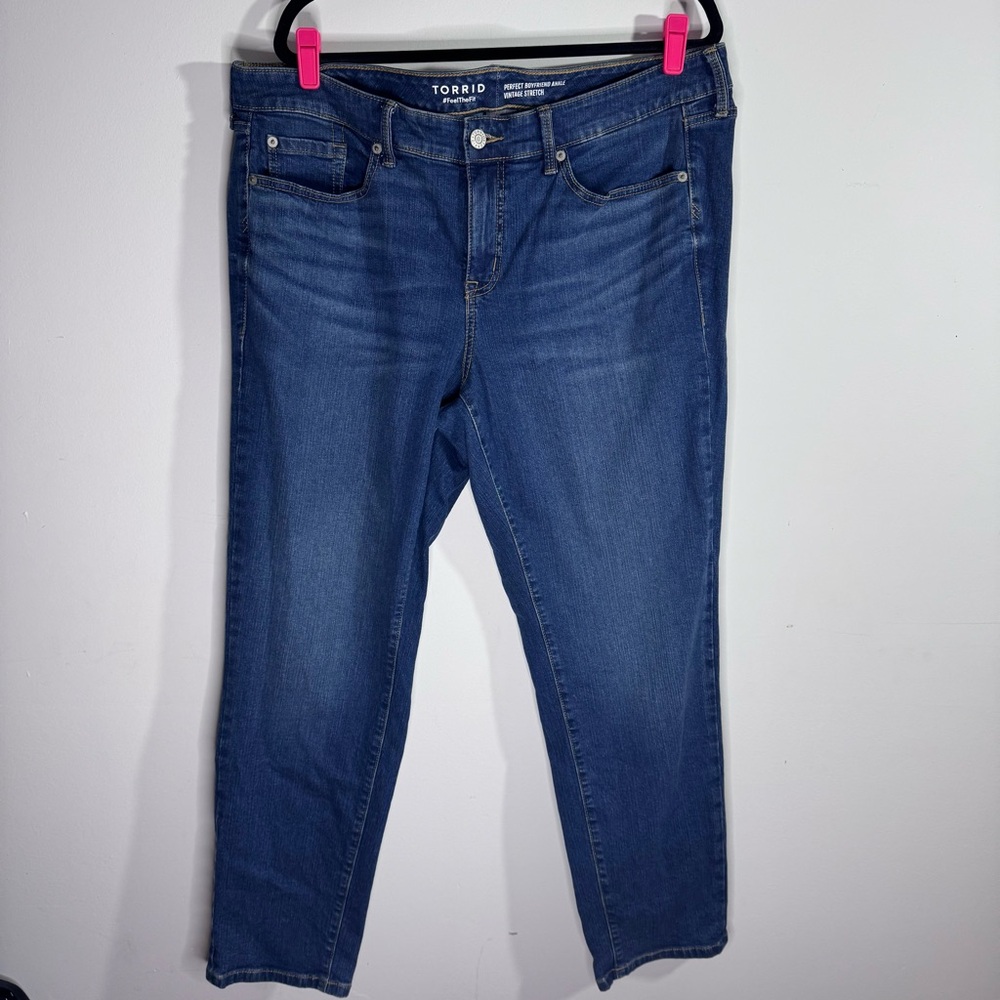 Torrid 16T Perfect Boyfriend Ankle Jeans Medium Wash Vintage Stretch Plus